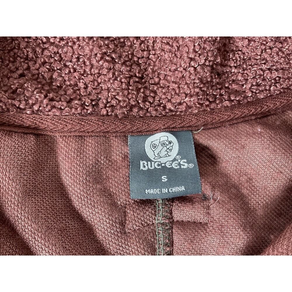 Buc-ee's Womens SmallJacket Aztec Tribal Burgundy Berber Fleece Full Zip Pockets - Picture 10 of 15